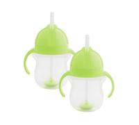 Munchkin Click Lock Tip & Sip Straw Cup Set | Baby Toddler Sippy Cups with Leakproof Cup | Baby Cup Weighted Baby Bottles -7oz/207 ml | 2 Pack | Green