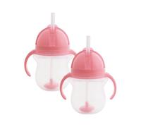 Munchkin Click Lock Tip & Sip Straw Cup Set | Baby Toddler Sippy Cups with Leakproof Cup | Baby Cup Weighted Baby Bottles -7oz/207 ml | 2 Pack | Pink