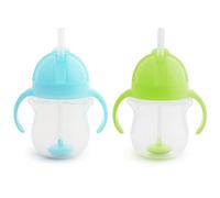 Munchkin Click Lock Weighted Straw Cup, 7 Ounce, Blue/Green, Pack of 2