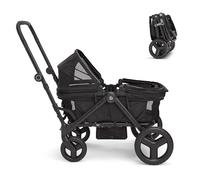Munchkin Collapsible Wagon for Kids, Foldable, Ultra-Compact and Lightweight Stroller Wagon, All-Terrain Wheels, Adjustable Sun Canopy - Holds Up to 2 Passengers, Black