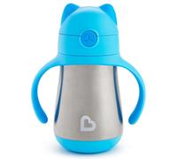 Munchkin Cool Cat Stainless Steel Straw Cup - Blue (8oz/240ml)