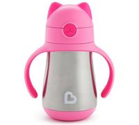 Munchkin® Cool Cat™ Stainless Steel Toddler Straw Cup, 8 Ounce, Pink
