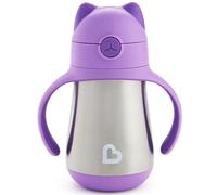 Munchkin® Cool Cat™ Stainless Steel Toddler Straw Cup, 8 Ounce, Purple