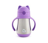 Munchkin® Cool Cat™ Stainless Steel Toddler Straw Cup, 8 Ounce, Purple