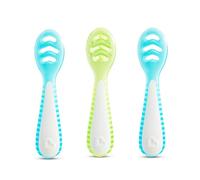 Munchkin Gentle Dip Multistage First Spoons| Weaning Spoons for Babies 4+ Months | Ideal for Baby-Led Weaning and Teething | Ergonomic Design | BPA-Free | Blue & Green | 3 Pack
