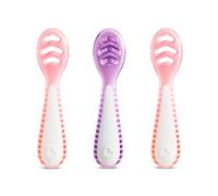 Munchkin Gentle Dip Multistage First Spoons| Weaning Spoons for Babies 4+ Months | Ideal for Baby-Led Weaning and Teething | Ergonomic Design | BPA-Free | Pink & Purple | 3 Pack