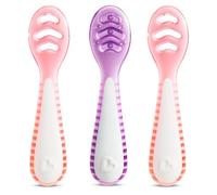 Munchkin® Gentle Dip™ Multistage First Spoon Set for Baby Led Weaning, Self Feeding, Solids & Purees, 3 Pack, Coral/PurpleQ