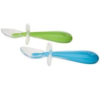 Munchkin Gentle Scoop Silicone Training Spoons, 1 Pack - 2 Spoons, Blue/Green
