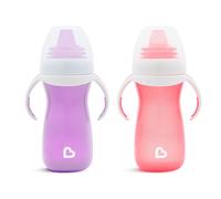 Munchkin Gentle Transition Baby Cup| Babies & Toddler Sippy Cups with Handles & Lids | BPA Free Non Spill Cup| Leakproof Silicone Childrens Cups | 9+ Months | 2 Pack |10 oz/296 ml