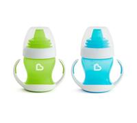 Munchkin Gentle Transition Baby Cup | Babies & Toddlers Sippy Cups with Handles & Lids |BPA Free Non Spill| Dishwasher Safe | Leakproof Silicone Childrens Cups for 4+ Months| 4oz/118ml, Blue & Green