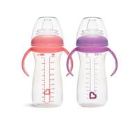 Munchkin Gentle Transition Baby Cups | Clear Babies & Toddler Sippy Cups with Handles & Lids | BPA Free Non Spill Cup |Baby Led Weaning| Leakproof 9+ Months| 10oz/296ml | 2 Pack | Pink/Purple