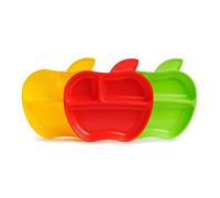 Munchkin Lil' Apple Kids Divided Plates, 3 Pack (Yellow, Red and Green)