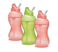 Munchkin Mighty Grip Cups with Straw | Trainer Toddler & Baby Bottle with Straw| BPA Free | Non Spill |Leakproof | Baby Weaning Cup from 12+ Months | Toddler Bottle 10oz/296ml| 3 Pack | Pink & Green