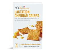 Munchkin Milkmakers Lactation Cheddar Crisps for Breastfeeding Moms with Oats and Flax, 6 Count