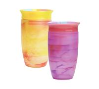 Munchkin Miracle 360 12+ Month 10oz/296ml Baby Sippy Cups | Free Flow Beaker for Toddlers | Trainer Cup | BPA-Free| Spill-Free | Dishwasher-Safe Baby Water Bottle with Easy-Grip Handles |Pink/Yellow