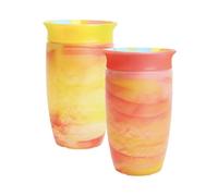 Munchkin Miracle 360 12+ Month 10oz/296 ml Baby Sippy Cups | Free Flow Beaker for Toddlers | Trainer Cup | BPA-Free | Spill-Free | Baby Water Bottle with Easy-Grip Handles | 2 Pack |Red/Yellow