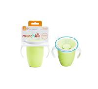 Munchkin Miracle 360 6+ Months Baby Sippy Cups | Free Flow Beaker for Toddlers |Trainer Cup | BPA-Free | Spill-Free | Baby Water Bottle with Easy-Grip Handles | 207 ml | 2 Pack | Green