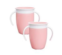 Munchkin Miracle 360 6+ Months Baby Sippy Cups | Free Flow Beaker for Toddlers |Trainer Cup | BPA-Free | Spill-Free | Baby Water Bottle with Easy-Grip Handles| 207 ml | 2 Pack| Pink