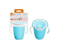 Munchkin Miracle 360 6+ Months Baby Sippy Cups | Free Flow Beaker for Toddlers |Trainer Cup | BPA-Free | Spill-Free | Baby Water Bottle with Easy-Grip Handles | 207 ml| 2pack | Blue