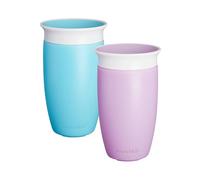 Munchkin Miracle 360 Cup, Baby and Toddler Sippy Cup, Ideal Sippy, Water and Weaning Cup 12+ Months, 10 oz/ 296 ml, 2 Pack, Purple & Blue