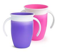 Munchkin Miracle 360 Sippy Cup, 6+ Months - 7oz/207ml, 2 Pack,Pink/Purple