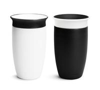 Munchkin Miracle 360 ml Anti-Spill Mugs, Set of 2, Black/White