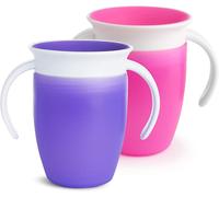 Munchkin Miracle 360 Sippy Cup | Trainer 207 ml (Pack of 2), Pink/Purple