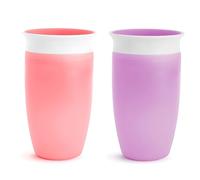 Munchkin Toddler Sippy Cup Miracle 360 - Spill-Proof, 10 oz, 2 Count, Pink/Purple