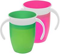 Munchkin Miracle 360 Trainer Cup, Pink/Green, 7 Ounce, 2 Count