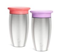 Munchkin Miracle Stainless Steel 360 Sippy Cup, 10 Ounce, 2 Pack - Pink/Orange