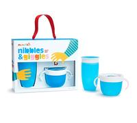 Munchkin Nibbles & Giggles Toddler Gift Set, Includes 10oz Miracle 360 Cup and Snack Catcher, Blue