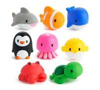 Munchkin Floating Ocean Animal Themed Rubber Bath Squirt Toys for Baby - Pack of 8