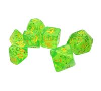 Munchkin Polyhedral Dice Set Green/Yellow | Custom Dice, Perfect for use with Steve Jackson Games, DND, RPGs, Tabletop Games, and Role-Playing Adventures