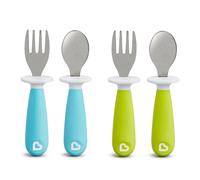 Munchkin 4 Count Raise Toddler Fork and Spoon, Blue/Green, 12+