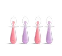 Munchkin Silicone Trainer Spoons with Choke Guard for Baby Led Weaning, 4 Count (Pack of 1), Pink/Purple