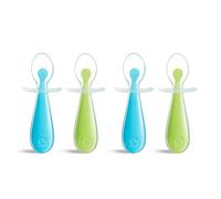 Munchkin Silicone Trainer Spoons with Choke Guard for Baby Led Weaning, Blue/Green (Pack of 4)