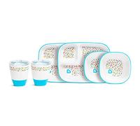 Munchkin Splash 6 Piece Toddler Divided Plate, Bowl & Cup Dining Set, Blue Sprinkles