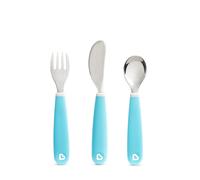 Munchkin Splash Toddler Cutlery Set (Fork, Knife & Spoon), Blue | BPA-Free, Dishwasher Safe, Easy-Grip Utensils for Self-Feeding | Safe Flatware for