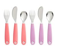Munchkin Splash Toddler Fork, Knife and Spoon Set, 6 Pack, Pink/Purple