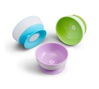 Munchkin Stay Put Baby Suction Bowl Set| Baby Bowls for Weaning| Baby Feeding Suction Dish Pack| for Babies & Toddlers 6 Months+|BPA Free Weaning Set