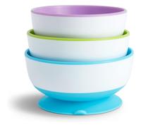 Munchkin Stay Put Baby Suction Bowl Set Weaning Baby Feeding Dish Pack for Babies & Toddlers 6 Months+ Baby BPA Free Microwave Dishwasher Safe 3 Pack
