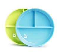 Munchkin? Stay Put? Divided Suction Toddler Plates Blue/Green