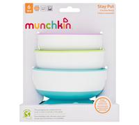 Munchkin Stay Put Baby Suction Bowl Set| Baby Bowls for Weaning| Baby Feeding Suction Dish Pack| for Babies & Toddlers 6 Months+|BPA Free Weaning Set for Babies| Microwave/Dishwasher Safe | 3 Pack