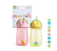Munchkin Tip and Sip Baby Straw Cup | 2Pack | 12m+| 296 ml| Pink/Yellow