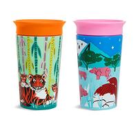 Munchkin WildLove Miracle 360 Cup | Toddler Cup | BPA Free Baby & Toddler Sippy Cups | Non Spill Cup | Dishwasher Safe Baby Cup |Leakproof Childrens Cup | 9oz/266ml | 2 Pack | Rhino/Tiger