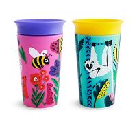 Munchkin WildLove Miracle 360 Cup | Toddler Sippy Cup | BPA Free & Recycled | 9oz/266ml | 2 Pack | Lemur/Bee