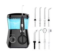 Munddusche Elektrische - TUREWELL Zahnreiniger mit 10 Druckstufen und 8 Düsen,IPX7 Wasserdicht Oral Irrigator 600ML Wasser Flosser für Zuhause (Schwarz)