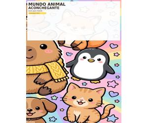 Mundo Animal Aconchegante: Livro para Colorir: 30 Desenhos Fofos e Relaxantes de Animais em Momentos do Dia a Dia para Crianças e Adultos Antiestresse