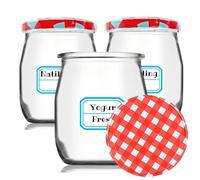 MundoTarros 12 x 150 ml Glass Yogurt and Dessert Glasses with Metal Lid - Perfect for Yogurt, Custard, Pudding, Drinks - Microwave and Dishwasher Safe Jar - Includes Labels