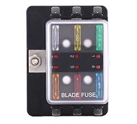 MUNEFE 6 Way Blade Fuse Box, Fuse Holder with LED Indicator, 6 Way Circuit Blade Fuse Box Block Holder for Car Van Boat Marine